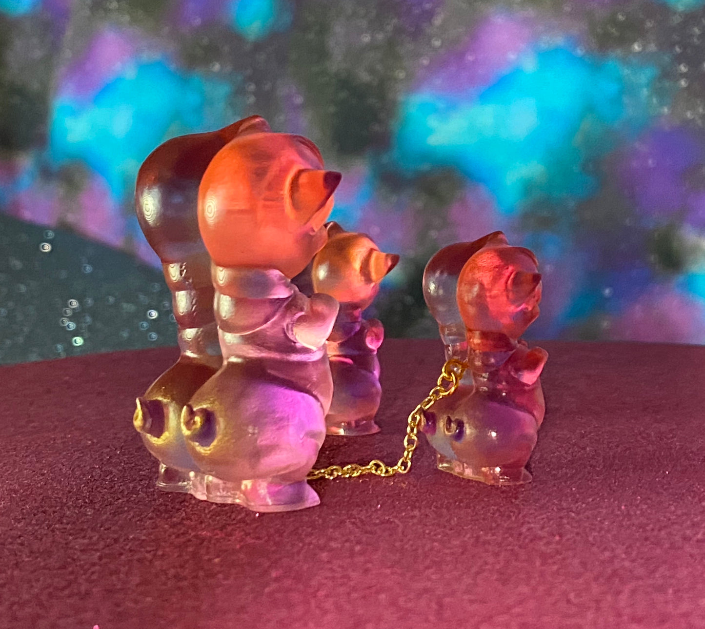 Double Headed Twisty Pigs: pink/yellow/gold