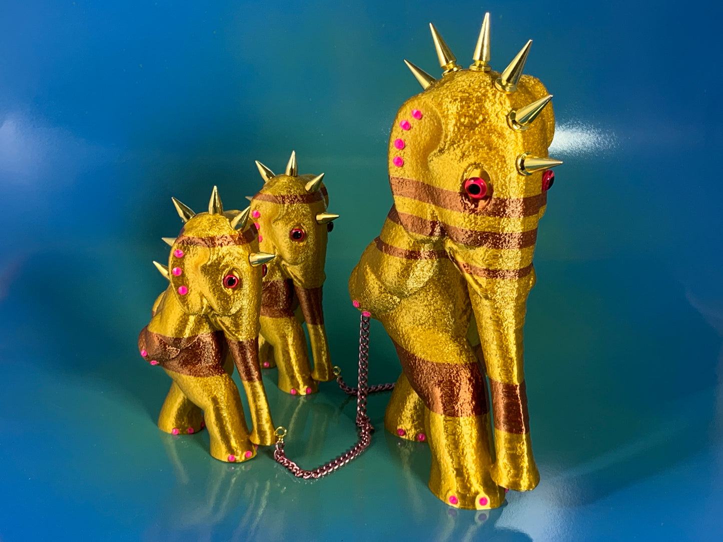 Gold and Copper Elephants