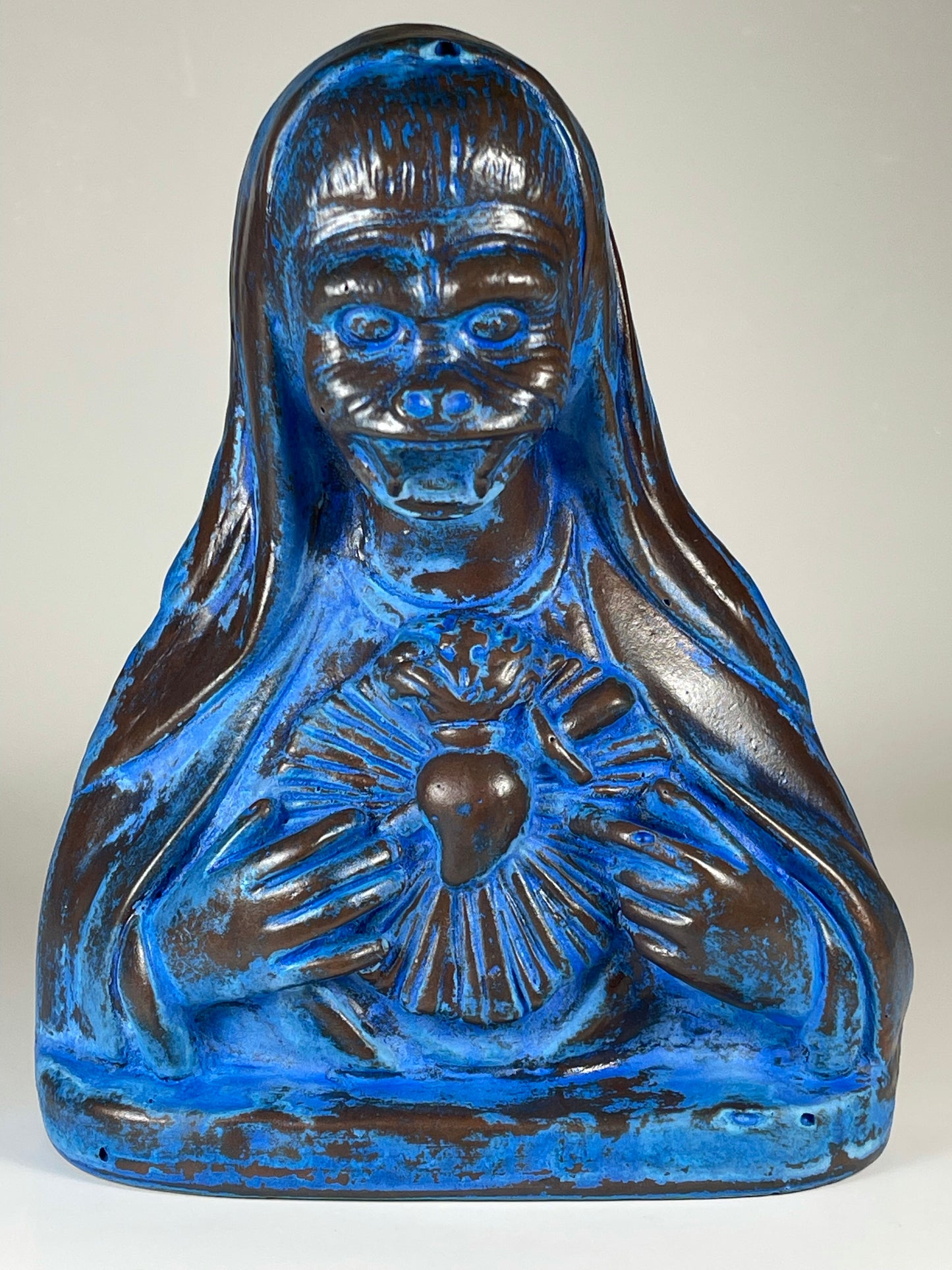 Sacred Heart of the Ape: Cold Cast Copper with Blue Patina