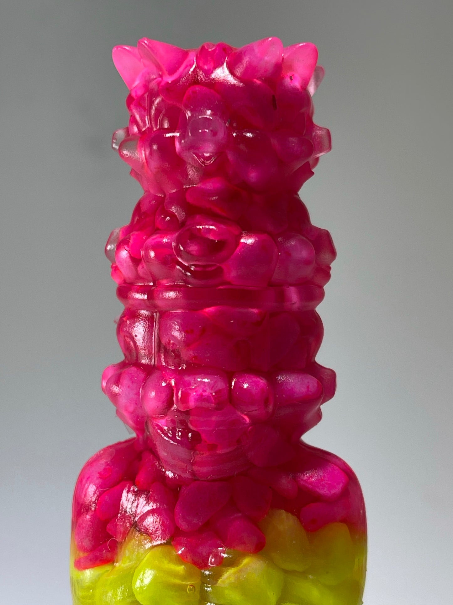 Pig Stack Ape: Resin Cast with Pink and Yellow Stones