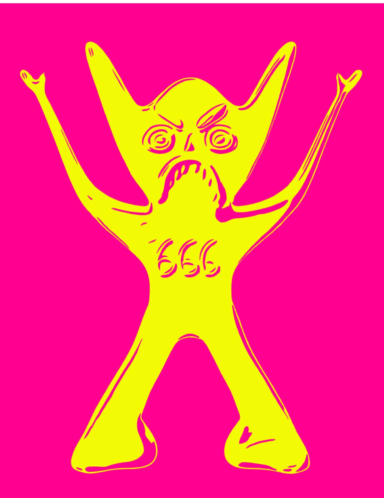 Satanic Gum-Bee Pink/Yellow Print