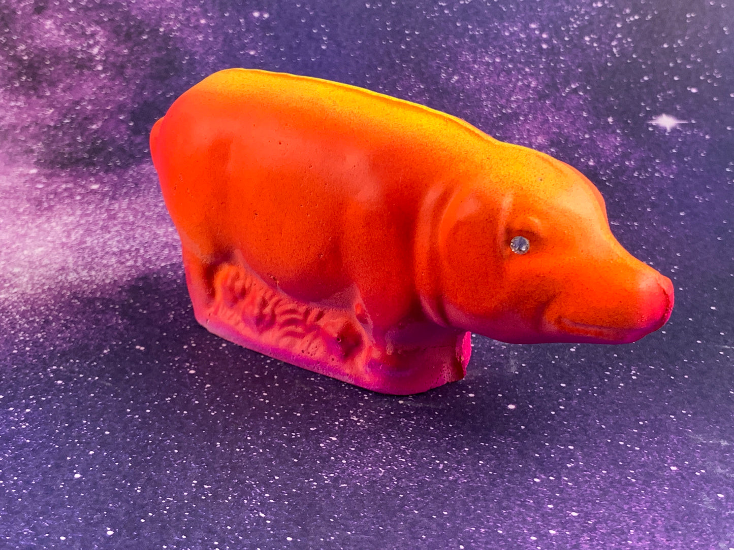 Serious Pig: Yellow, Purple and Orange fluorescent