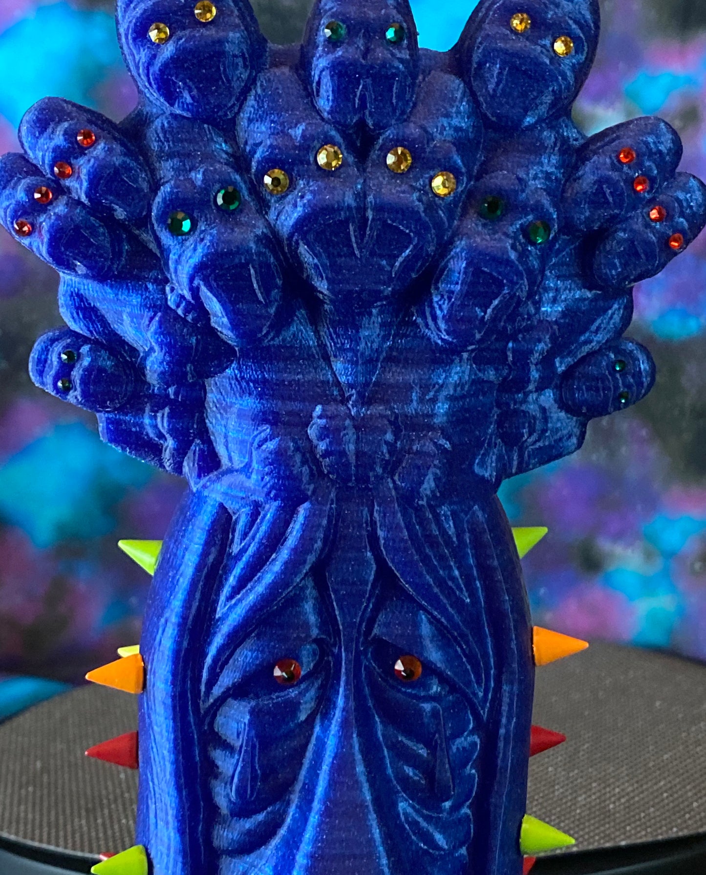 His Majesty, The King: Blue Glitter with Multicolor Rhinestones and Spikes