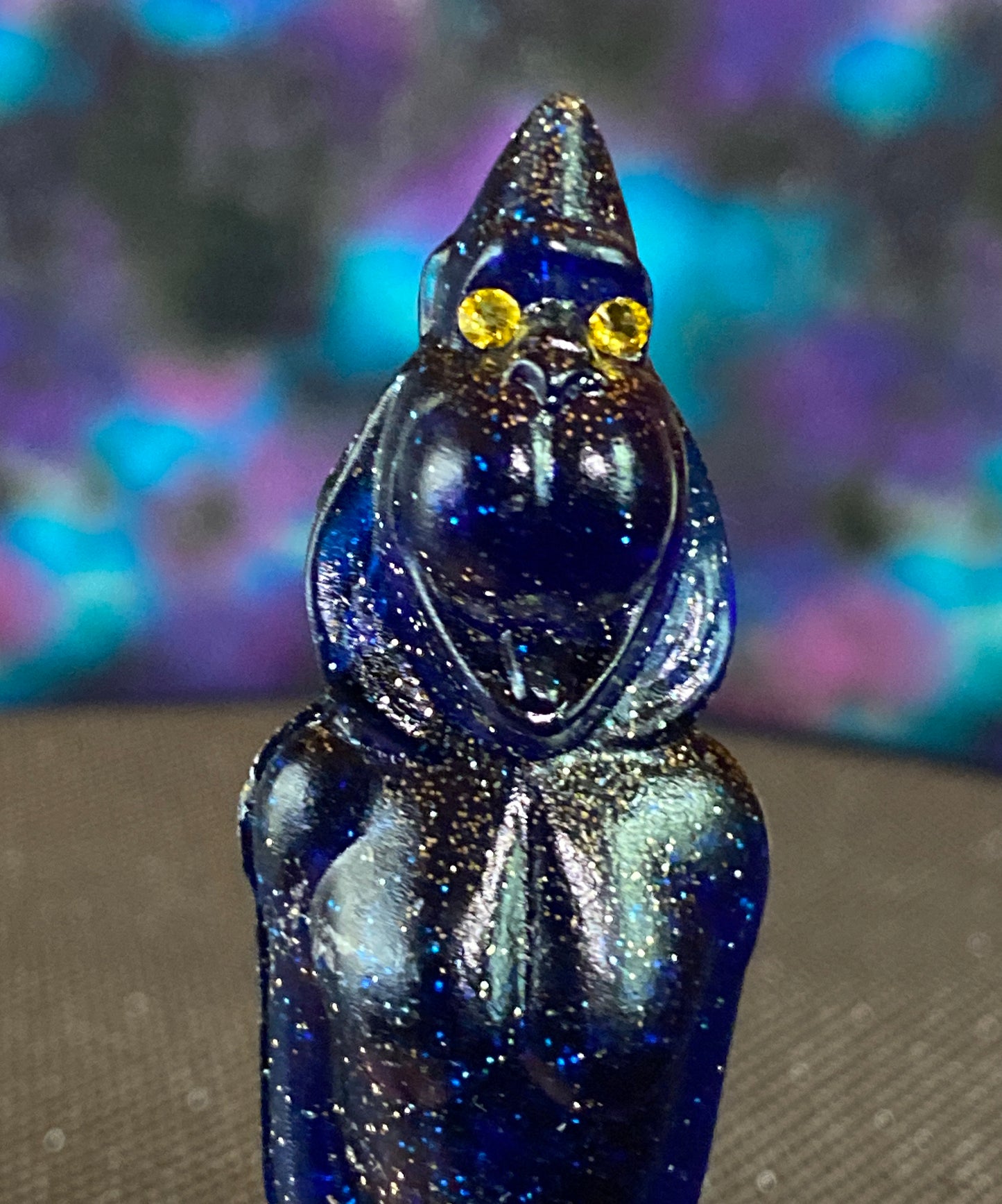 Super Tall Two Eyed Moe: Blue with Gold Glitter
