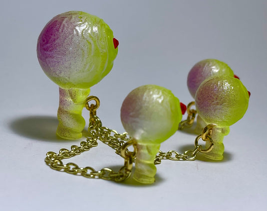 Moon Head Giant Head Freak: Tiny Chained Set, Green/Purple