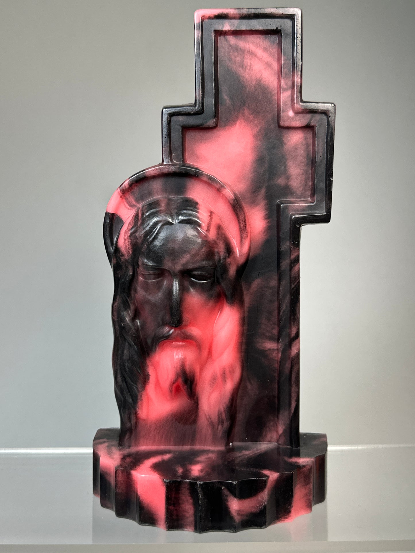 Sad Jesus: Marbled Pink Glow in the Dark