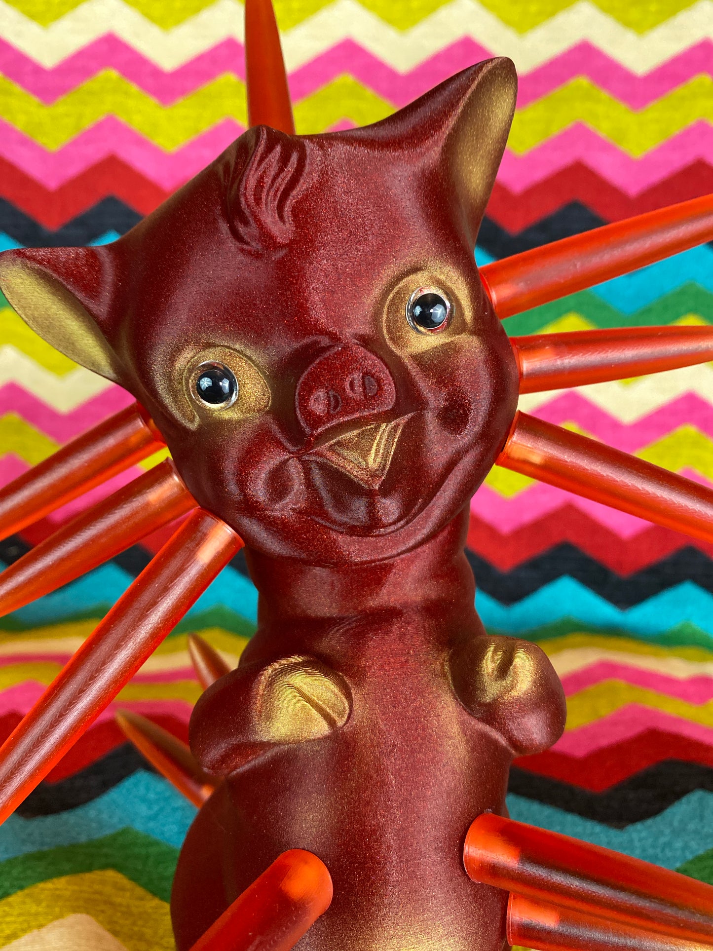 Red and Gold Twisty Pig