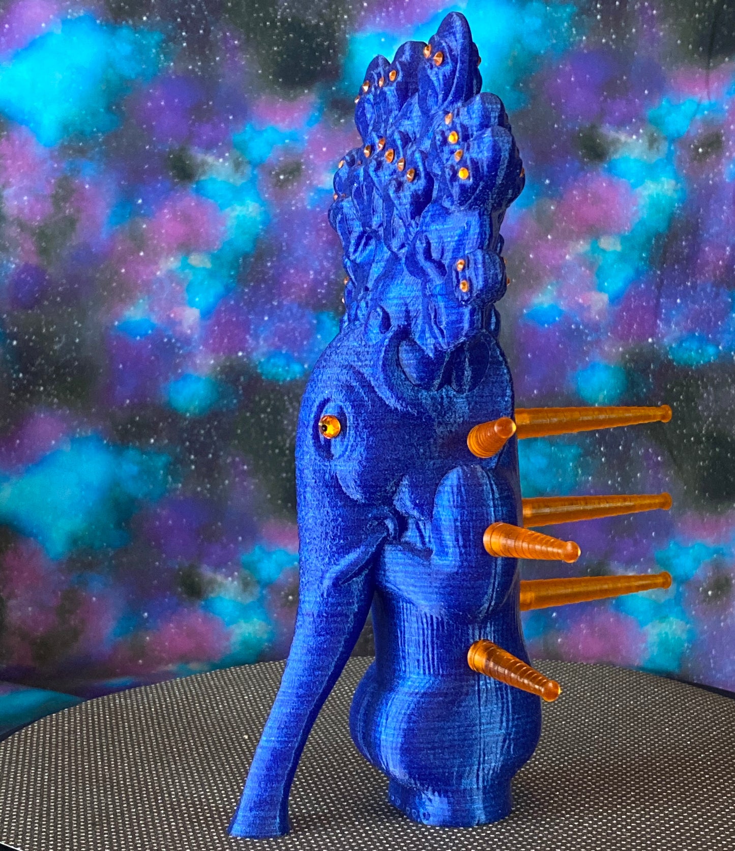 King God Elephant Ape: Blue Glitter with Orange