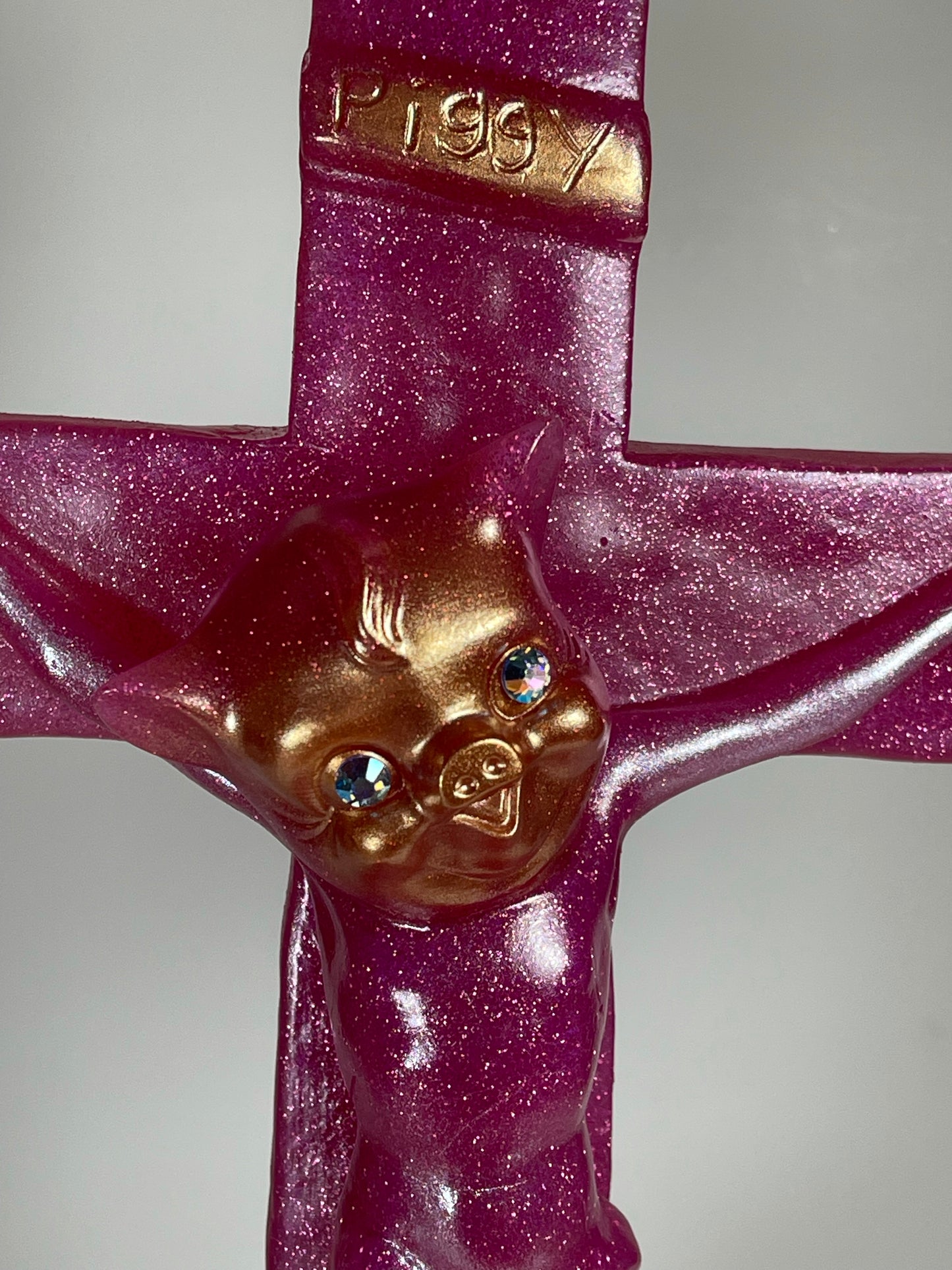 Adult Piggy Jesus: Pink and Gold Glitter Superstar