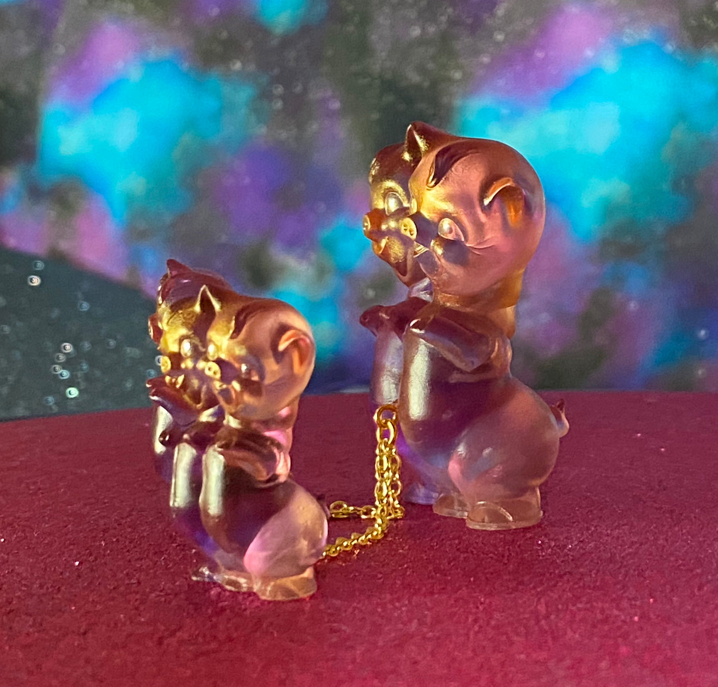 Double Headed Twisty Pigs: pink/yellow/gold