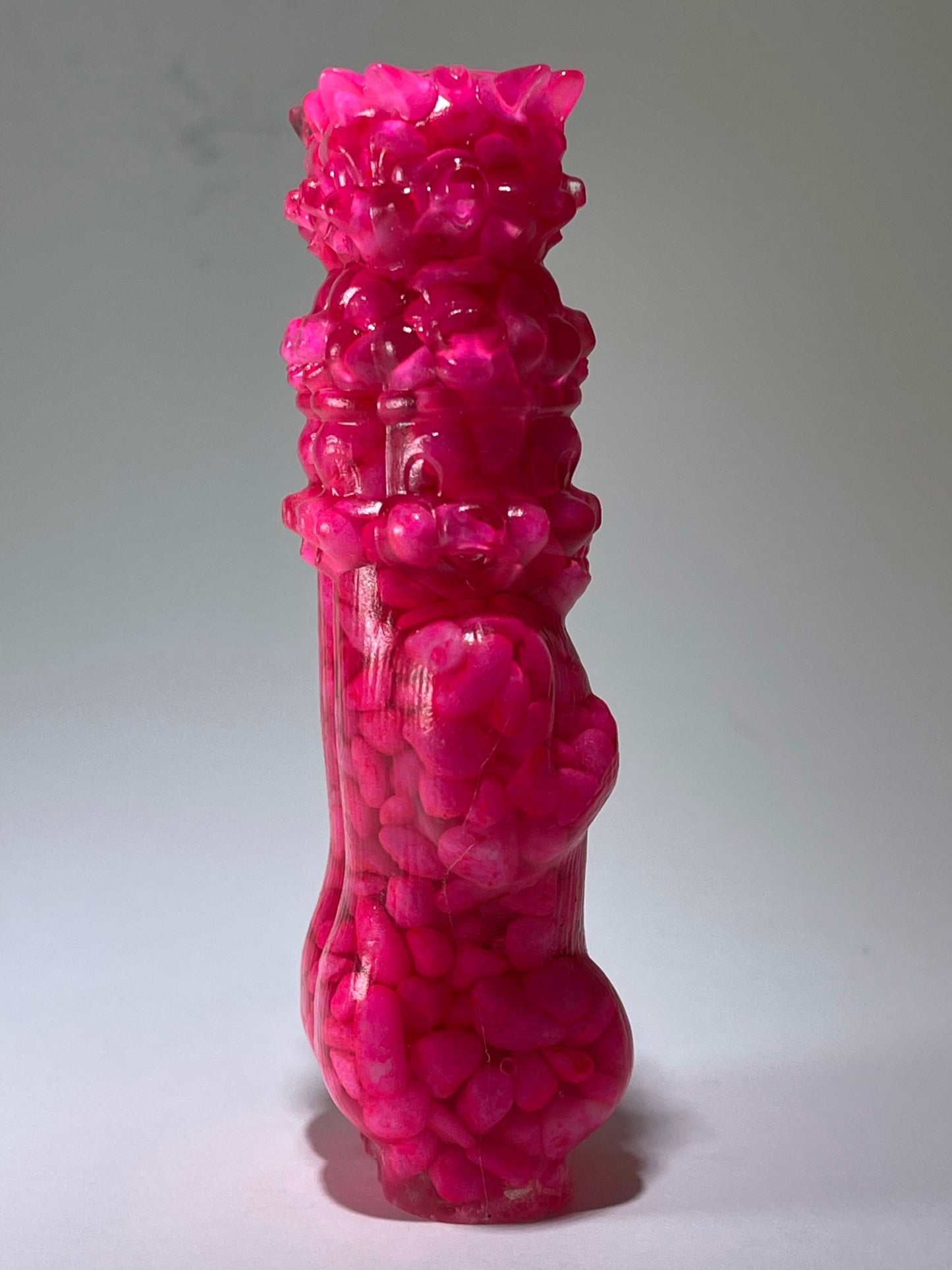 Double Pig Stack Ape: Resin Cast with Pink Neon Stones