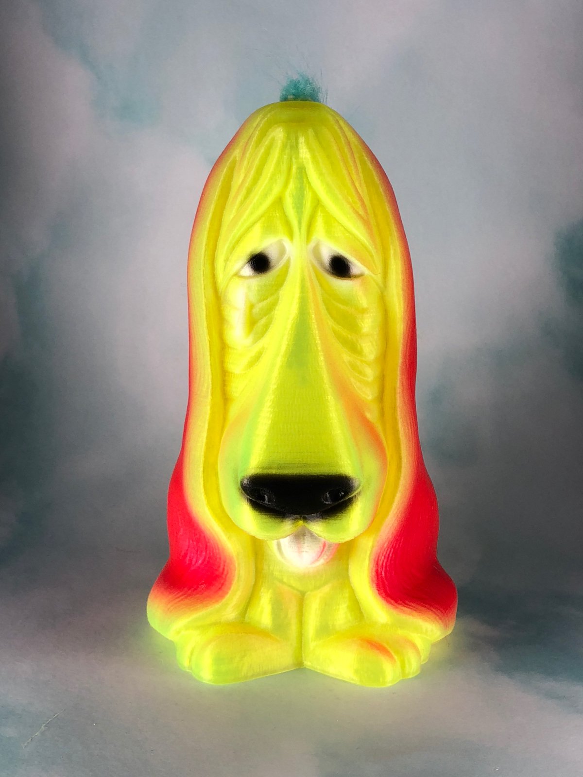 Sad Dog with Mohawk, Translucent Yellow