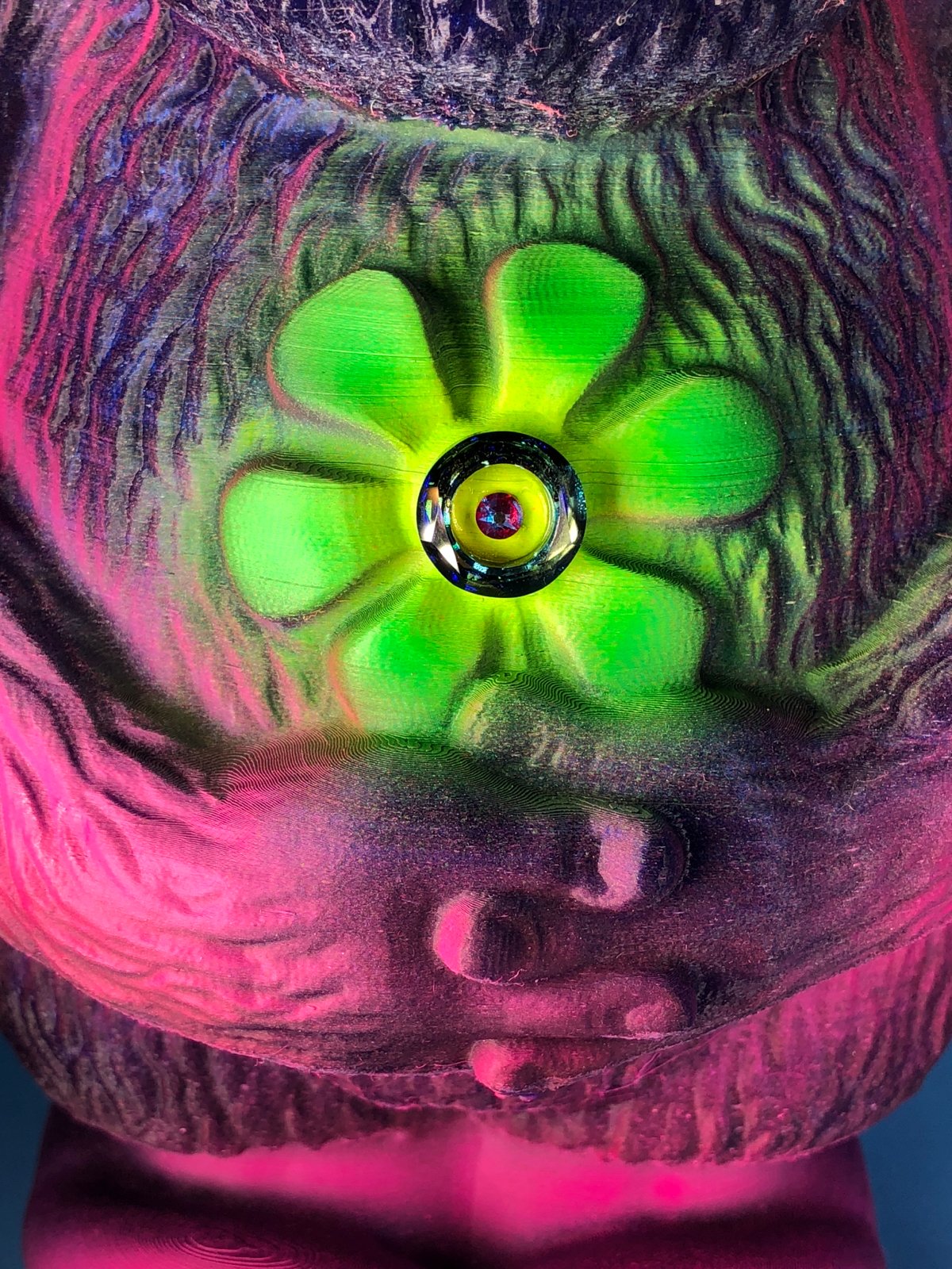 Translucent purple fluorescent hairy monster