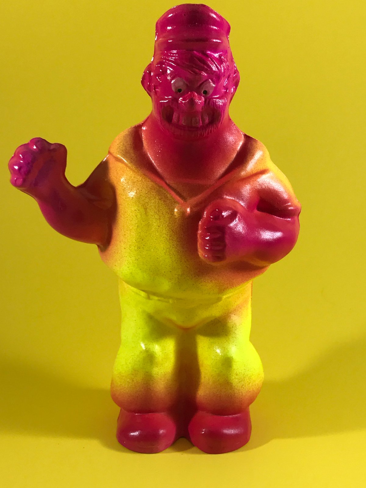 Florescent Bluto, yellow and pink with glow in the dark eyes