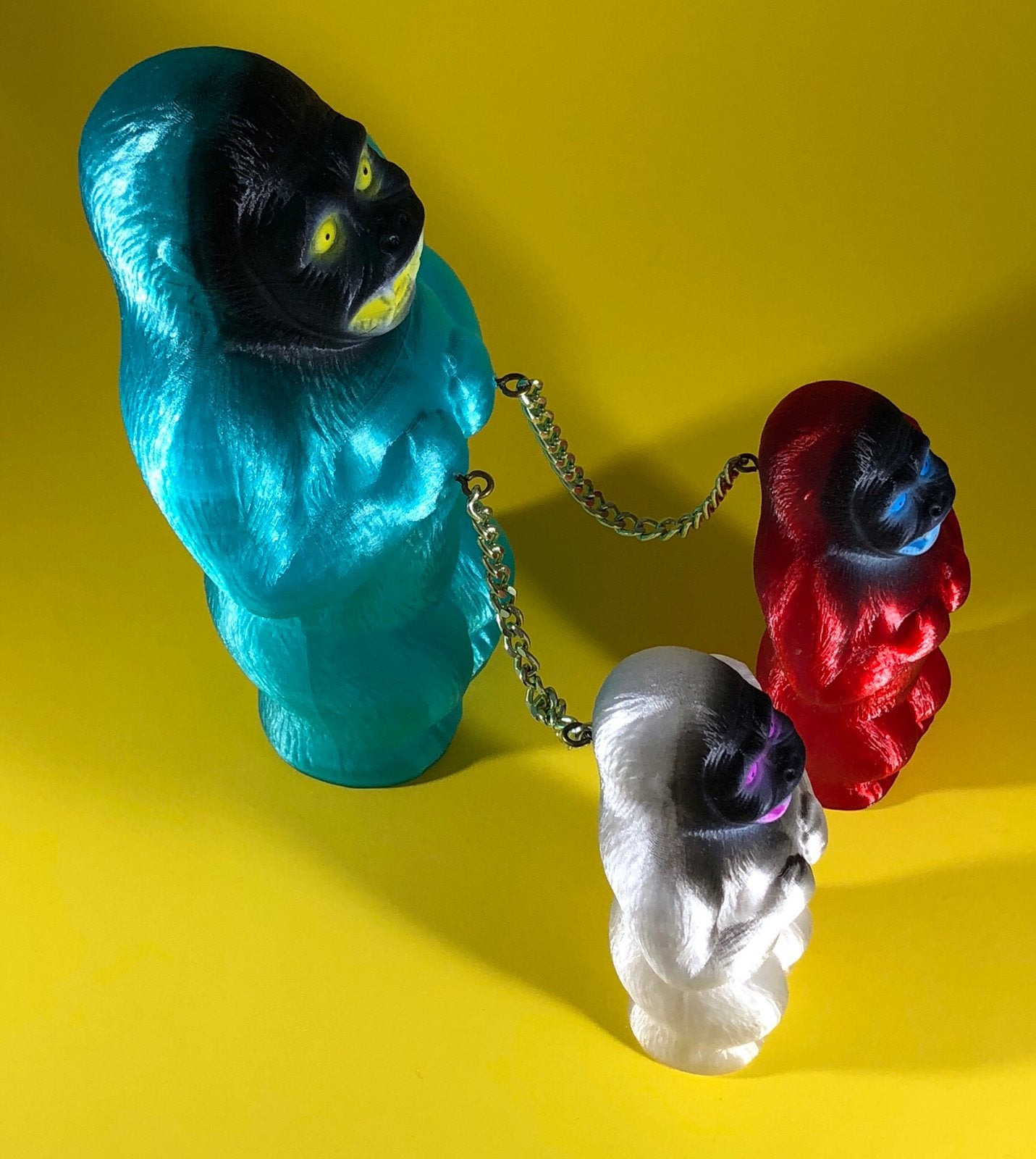 Blue, Red and White Translucent Chained Danger Apes