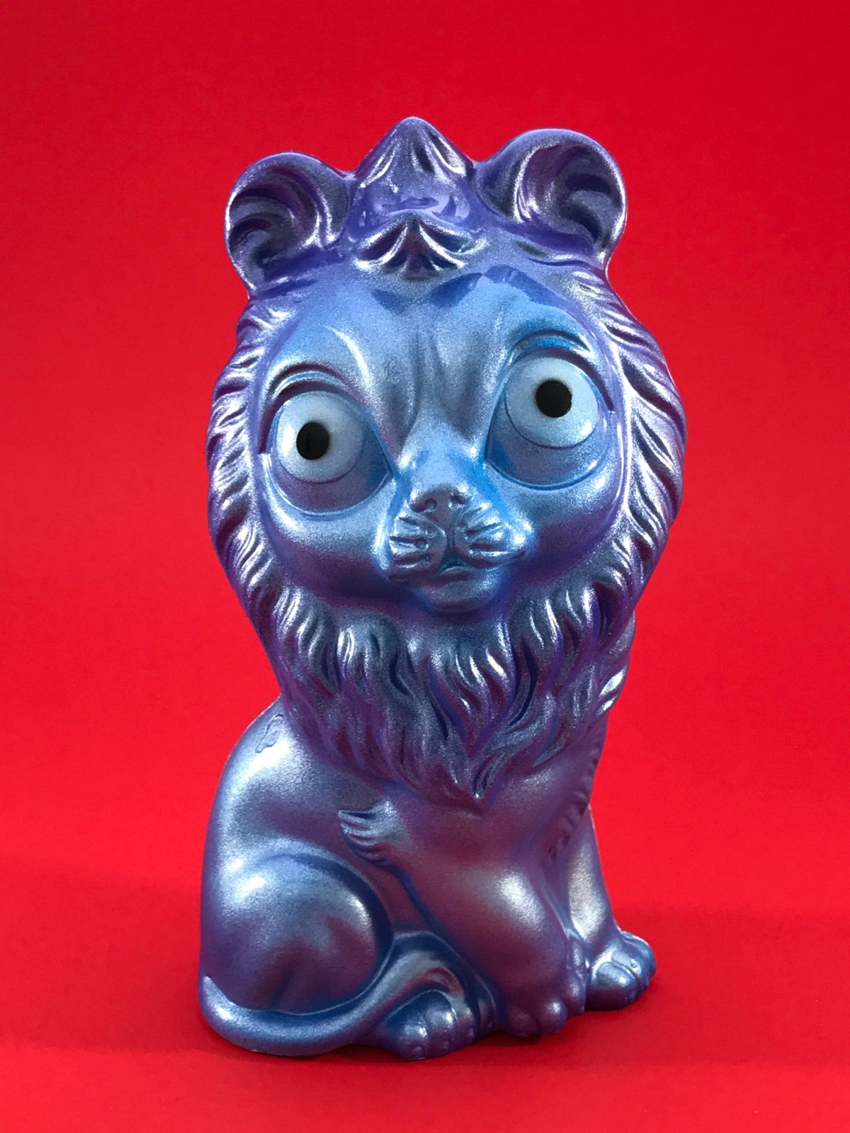 Blue and purple metallic lion